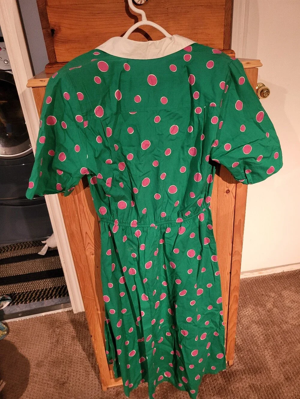 Vintage Peggy Boyd Green Pink Polka Dot Pin Up  Dress  Size  Medium - Picture 5 of 7